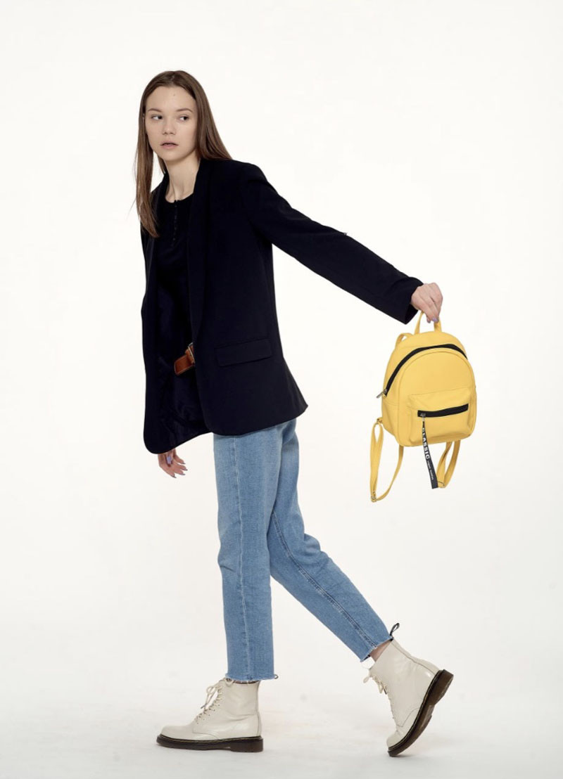 Модний міні рюкзак жовтий маленький міський жіночий, для дівчинки, молодіжний з матовою еко-шкіри