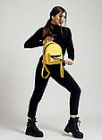 Модний міні рюкзак жовтий маленький міський жіночий, для дівчинки, молодіжний з матовою еко-шкіри, фото 9