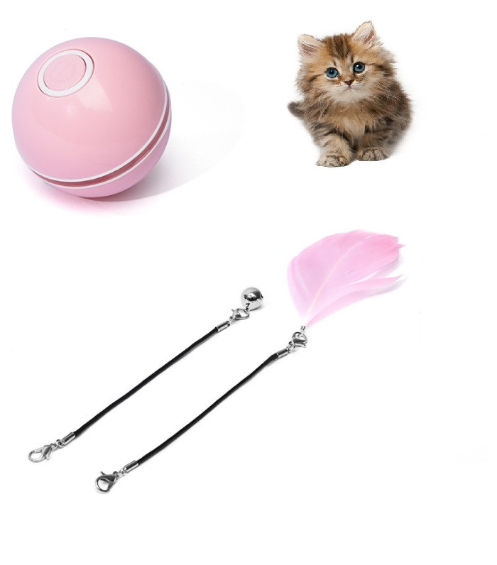 Іграшка для котів М'ячик з лазером Доганяйка CatNip LED інтерактивна рожевий