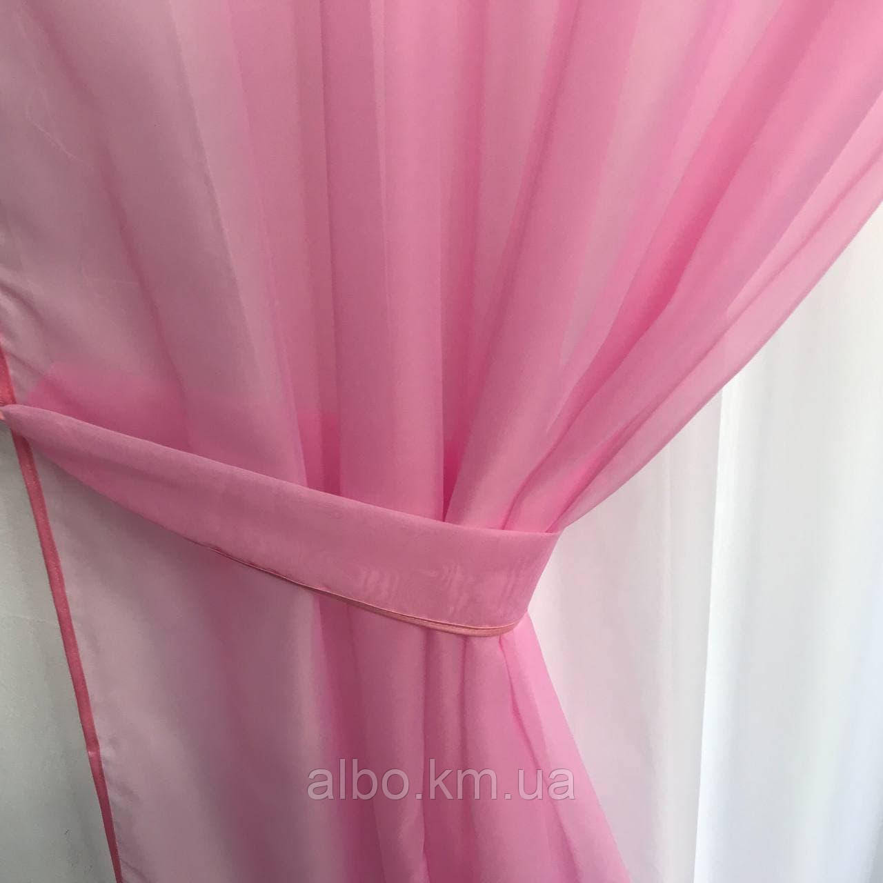 Портьеры в спальню 150х270cm (2 шт) из шифона с ламбрекеном ALBO розовые (LS-295-6) - фото 3 - id-p614353351