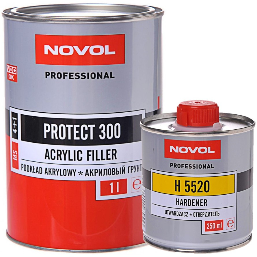 Акриловий грунт Novol PROTECT 300 MS 4+1 1л сірий із затвердником 0.25л