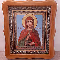 Икона Анастасия святая великомученица, лик 15х18 см, в светлом деревянном киоте