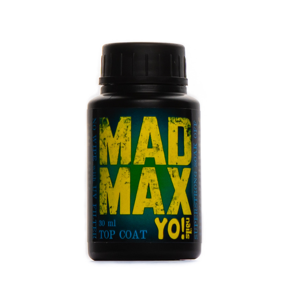 Суперстійкий топ без липкого шару Yo!Nails Mad Max з UV фільтром, 30 мл