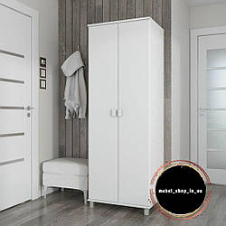 Шафа двостулкова з 2 полками і штангою з ДСП Шафи розпашні стильні з МДФ фасадом в спальню або передпокій