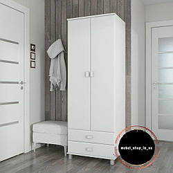 Дводверна шафа для речей з 2 шухлядами та штангою 680 мм Шафи розпашні стильні МДФ фасад в спальню