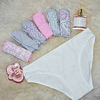 Розмір L (48). Гарні жіночі трусики, набір із 7 штук, різнобарвні, батал, бавовна, Туреччина