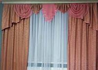 Готовые шторы с ламбрекеном Алина, персиковый, на карниз 2.5- 3.5 м