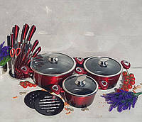 Набор казанов-кастрюль Edenberg с мраморным покрытием EB-7421 6 предметов Набор кухонной посуды для индукции