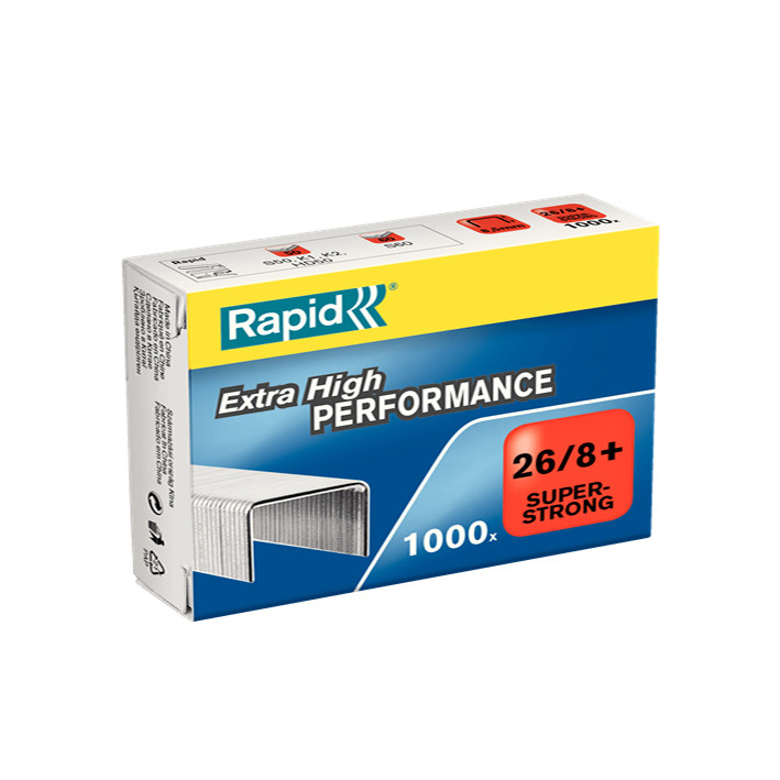 Скоби канцелярські Rapid Super Strong 26/8+ уп 1000шт, фото 1