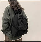Рюкзак міський молодіжний із щільного зносостійкого полотна шкільний підлітковий чорного кольору, фото 5