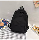 Рюкзак міський молодіжний із щільного зносостійкого полотна шкільний підлітковий чорного кольору, фото 2