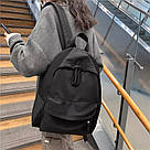 Рюкзак міський молодіжний із щільного зносостійкого полотна шкільний підлітковий чорного кольору, фото 6