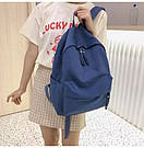 Рюкзак міський молодіжний із щільного зносостійкого полотна з кишенею підлітковий синього кольору, фото 8