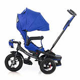 Дитячий триколісний велосипед-коляска на надувних колесах TILLY CAYMAN T-381 сидіння 360° синій, фото 4
