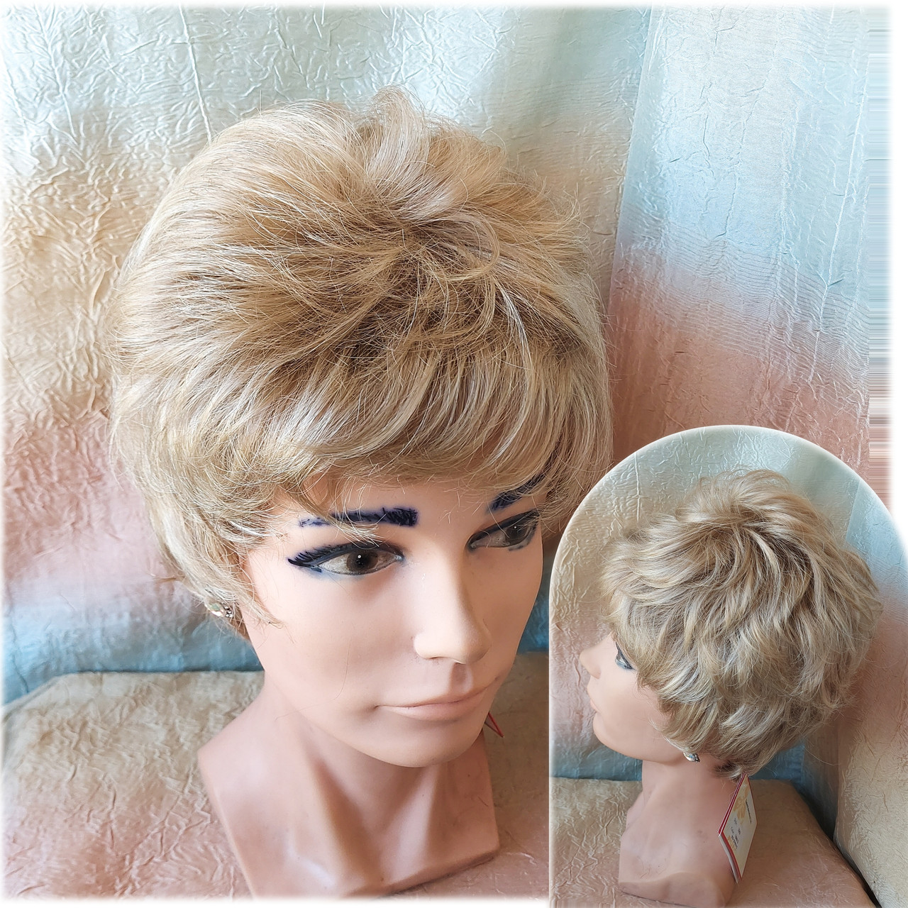 Перука коротка з канекалону платіново-пісочний 015A-12TT26, фото 1