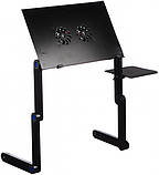 Столик підставка для ноутбука з охолодженням Laptop Table T8 Чорний, фото 4