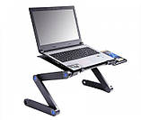 Столик підставка для ноутбука з охолодженням Laptop Table T8 Чорний, фото 2
