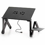 Столик підставка для ноутбука з охолодженням Laptop Table T8 Чорний, фото 4
