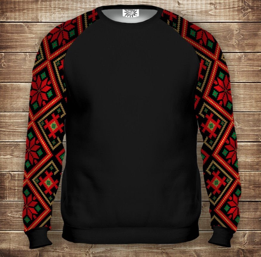 Світшот-реглан з 3D принтом на тему: Вишиванка орнамент 1298. Дорослі та Дитячі розміри ВСІ Розміри, фото 1