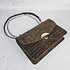 Сумка жіноча "Богема" натуральна шкіра, коричнева під крокодила, фото 4