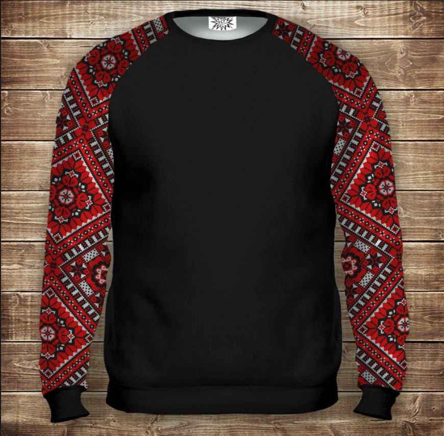 Світшот-реглан з 3D принтом на тему: Вишиванка 11. Дорослі та Дитячі розміри ВСІ Розміри, фото 1