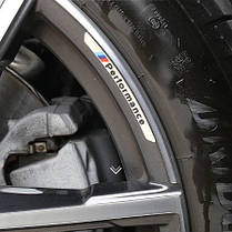 Наклейки на диски BMW (БМВ) M-Performace E39 E53 E60 E46 E34 E90 E65 E66 E70 F10, F15 F20 F30 F35 Хром, фото 3