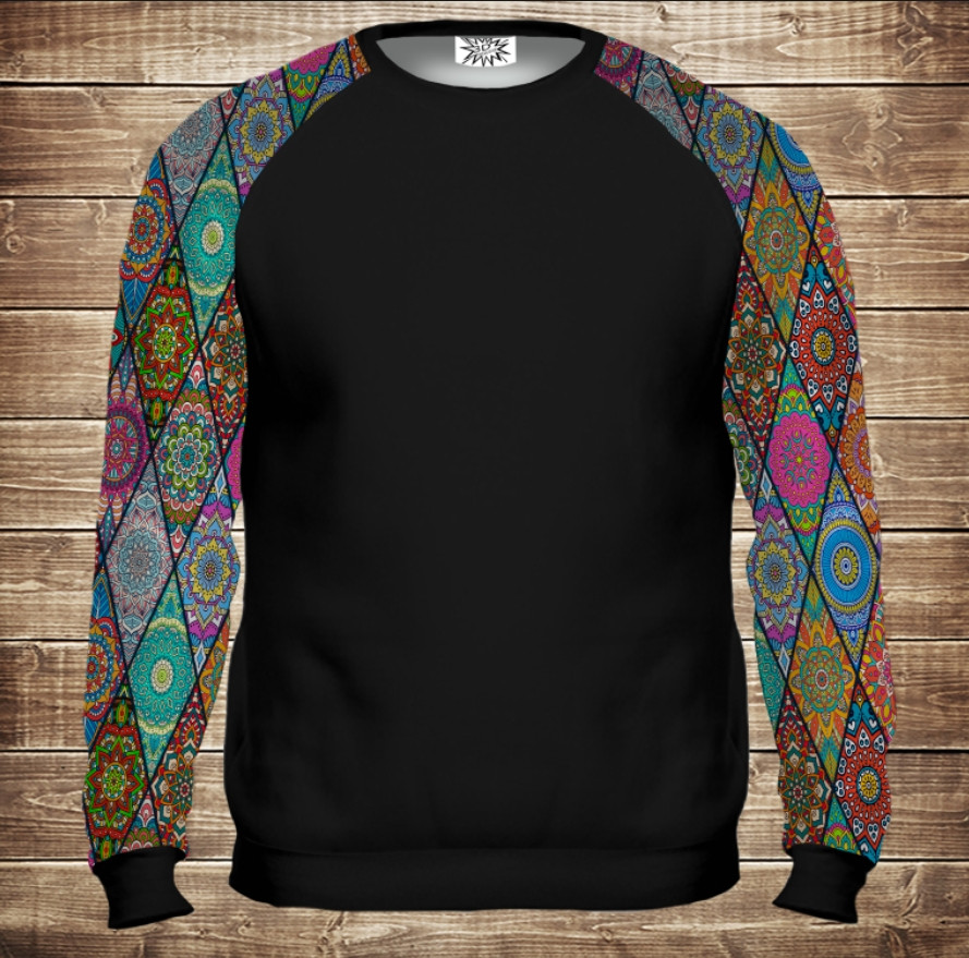 Світшот-реглан з 3D принтом на тему: Печворк Колор. Patchwork color. Дорослі та Дитячі розміри ВСІ Розміри, фото 1