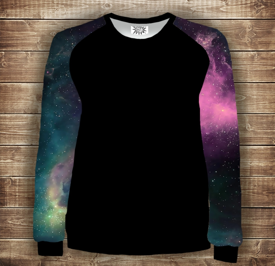 Світшот-реглан з 3D принтом на тему: Космос. Дорослі та Дитячі розміри ВСІ Розміри, фото 1