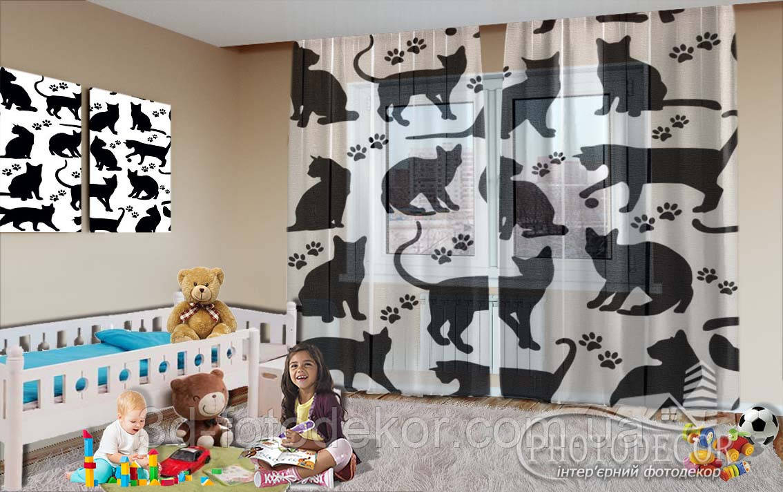 Фото тюль для дітей "Коти" - будь-який розмір. Читаємо опис!, фото 1