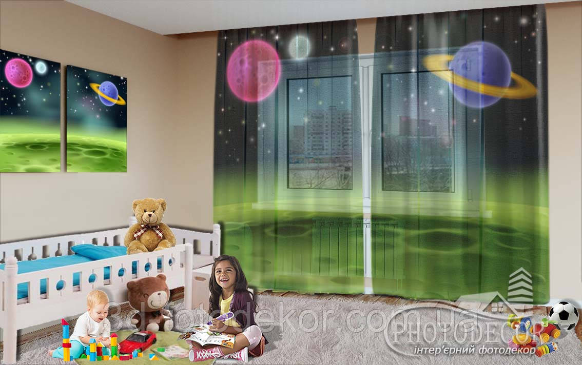 Фото тюль для дітей "Планети" - будь-який розмір. Читаємо опис!, фото 1