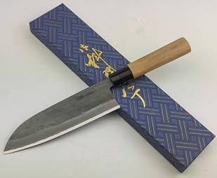 Ніж кухонний Santoku MOTOKANE 170 мм. AOGAMI Super 64HRC HONMAMON (4582243655927)