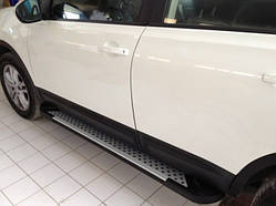 Бокові пороги Allmond Grey (2 шт, алюм) коротка база для Nissan Qashqai 2010-2014рр