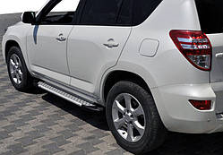 Бокові пороги Allmond Grey (2 шт., алюм) для Toyota Rav 4 2006-2013 рр