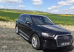 Бокові пороги Allmond Grey (2 шт., Алюміній) для Ауди Q7 2015- рр