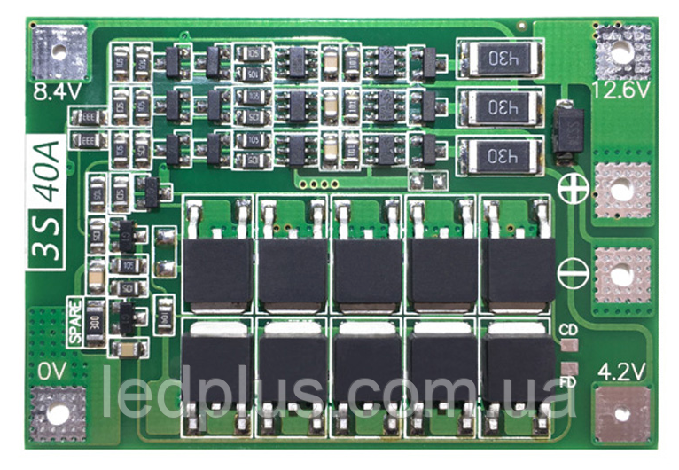 Плата балансування і захисту Li-Ion акумуляторів BMS 3S 40A