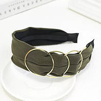 Обруч-чалма для волосся з кільцями. Зелений