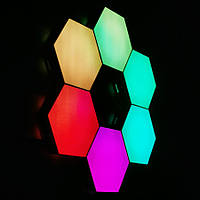Модульный сенсорный LED светильник на USB соедениниях с пультом Quantum. Соты. 13 цветов RGB.