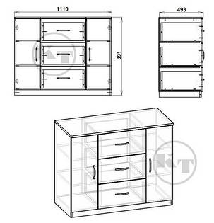 Комод 3+2 891х1110х493мм Компаніт Дуб сонома, фото 2