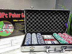 Ігровий набір Покер на 300 фішок з номіналом в алюмінієвому кейсі Poker Game Set