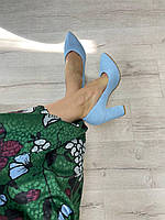Нарядные женские туфли лодочки, лаковые нежно-голубые, на удобной шпильке, новинка 2021, 36-40р 37