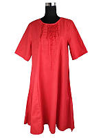 Платье миди летнее хлопок-лен красное C3033-XXL
