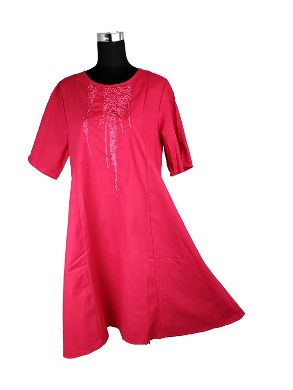 Сукня міді літня бавовна-льон рожева C3039-L