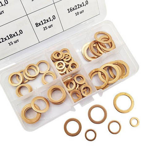 Набір шайб мідних М6 — М16 110 штук 6 різновидів, фото 2