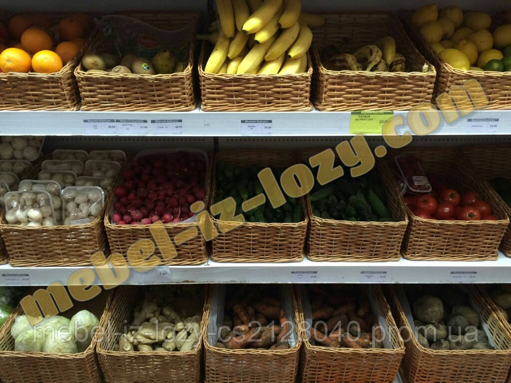 Плетені кошики під овочі та фрукти (хліб, випічку) h15 - 50х30