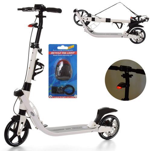 Двоколісний самокат D-Max-9. Білий. Дискові гальма. Ліхтарик. Від 6 до 18 років, фото 1