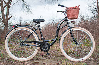 Велосипед жіночий міський VANESSA 28 Black з кошиком Польща