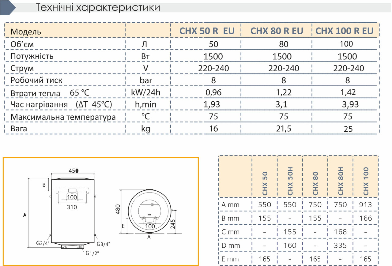 Бойлер Chaffoteaux CHX 80 - фото 2 - id-p554632589