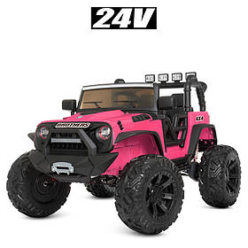 Дитячий електромобіль Jeep (2 мотори по 200W, 2аккум, MP3, USB, TF, EVA) Джип Bambi M 4296EBLR-8(24V) Рожевий