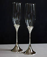 Набор Свадебных Бокалов (2шт) для шампанского "Wedding Grace" 220мл, стекло+металл