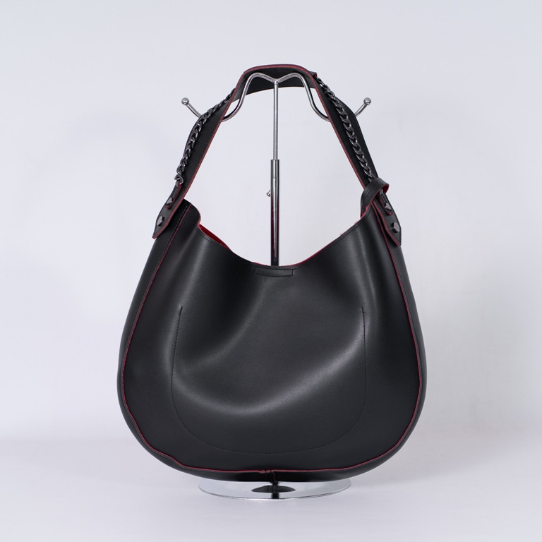 Чорна жіноча сумка хобо Ксенія шоппер овальний на плече, Модна молодіжна сумочка з однією ручкою на магніті